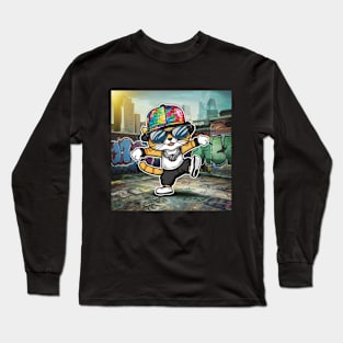 Hip Hop Cat Breaks the Rooftop Long Sleeve T-Shirt